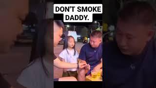 A child stop her father from smoking cigarettes.  #viral #viralvideos