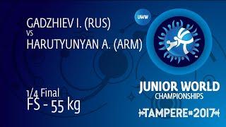 1/4 FS - 55 kg: I. GADZHIEV (RUS) df. A. HARUTYUNYAN (ARM) by VPO1, 11-9