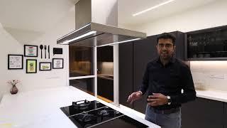 Acrylic Matt Glass Kitchen Blum Hafele Caesarstone, Floating Kitchen at Brigade Exotica, Bangalore