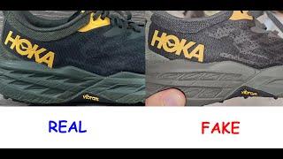 Real vs fake Hoka speedgoat sneakers. How to spot fake Hoka one one speedgoat 5 shoes trainers