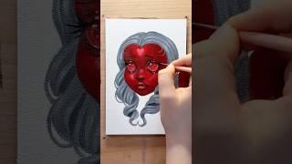 Painting my Heart Face character with oil paints ️ #art #painting #oilpainting #popsurrealism