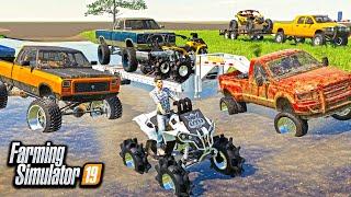 RICH REDNECK MUDDING! ($100K LIFTED DIESEL TRUCKS!) | FARMING SIMULATOR 2019