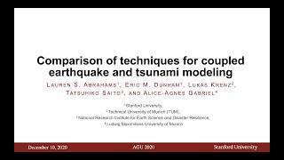 Comparison of techniques for coupled earthquake and tsunami modeling (AGU 2020)