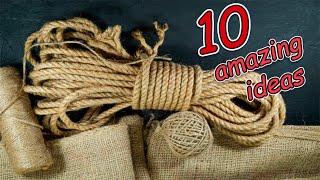 10 ИДЕИ поделок ИЗ ДЖУТА (джутового каната, веревки, ленты) своими руками. Jute craft ideas easy.