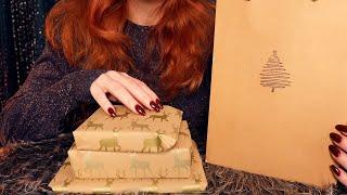 Present Wrapping by a Crackling Fire  ASMR