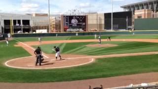 Kumar Nambiar pitching at Texas A&M on March 6, 2016