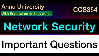 Network Security | Important Questions | Anna University | Tamil