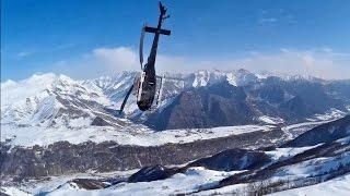 Heli skiing in the Caucasus Mountains, Georgia, near to Gudauri