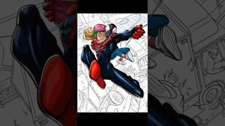 Spider man Человек паук спасает девочку #арт #рисунок #раскраска #человекпаук #spiderman #art