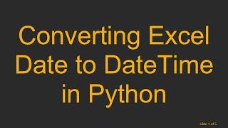 Converting Excel Date to DateTime in Python