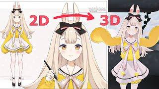 Making a 3D Vtuber Avatar for @yenkoes! BLENDER Time-lapse + Testing