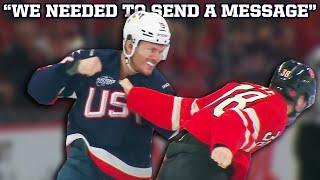 USA and Canada drop gloves three times in first nine seconds of 4 Nations game, a breakdown