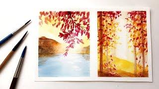 How To Paint Simple Fall Autumn Inspired Watercolor Ideas | Watercolor Painting