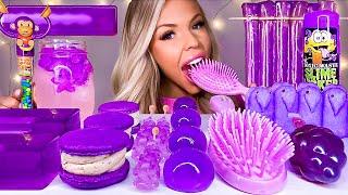 ASMR EDIBLE SLIME, HAIR BRUSH, TIK TOK FRUIT JELLY, JELLO POPSICLE, PURPLE FOOD, CANDY MUKBANG 먹방