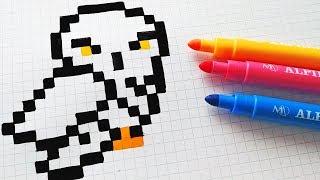 Handmade Pixel Art - How To Draw Hedwig from Harry Potter  #pixelart