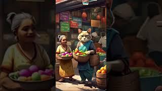 #PoorCat  #CatSellingVeggies  #EmotionalCatStory  #StrayCat  #HardworkingCat  #CatWithJob  #CatLife