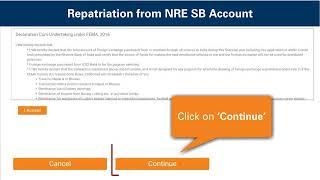 NRI Internet Banking: Repatriation from NRO/NRE SB Account Demo