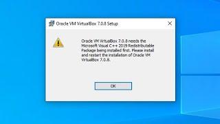 Oracle VM VirtualBox needs Microsoft Visual C++ Redistributable Package being installed first Fix