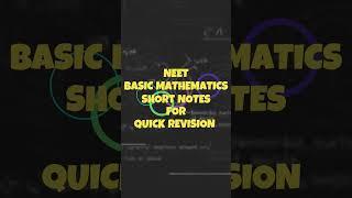 BASIC MATHEMATICS  quick revision sheets for NEET || VOCAL SENPAI || #physics  #neet #shorts