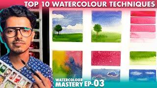 Top 10 WATERCOLOUR TECHNIQUES You Must know // Watercolour Mastery EP-03