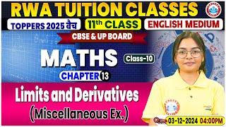 Class 11 Maths Chapter 13 Limits and Derivatives | Miscellaneous Ex | 11th Maths Imp Topics By RWA