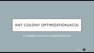 Ant Colony Optimization Algorithm(ACO)