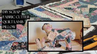 DIY Upcycling Fabric Scraps to Make a Faux Cutter Quilt Lamb Pillow - FREE Pattern