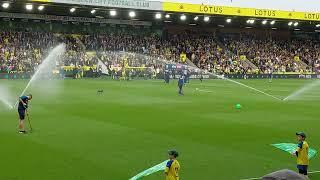 Norwich v Ipswich, Grant Holt, "Since I was young" banner, teams coming out, kick off 06/04/24