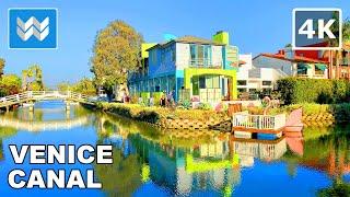 [4K] Venice Beach Canals in Los Angeles, California USA - Walking Tour  Binaural Sound