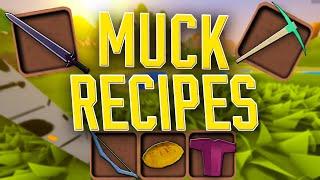 MUCK RECIPES | Armor, Tools, Weapons, Cooking