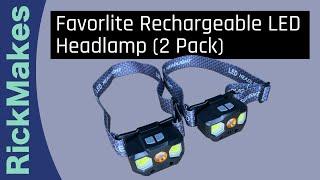 Favorlite Rechargeable LED Headlamp (2 Pack)