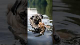 Emotional Moment Dog Rescues Baby Cat From Water #dog #animals #rescue #viral