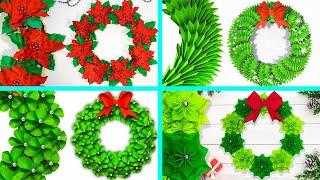 Рождественский ВЕНОК из бумаги Своими руками | Новогодние поделки | 4 Paper Christmas Wreath Ideas