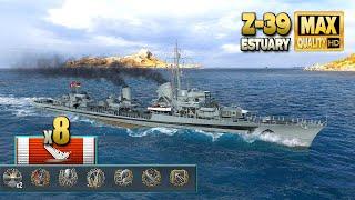 Destroyer Z-39: MVP on map Estuary - World of Warships