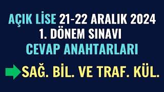 "SAĞLIK BİLGİSİ VE TRAFİK KÜLTÜRÜ 1-2" 21-22 Aralık 2024 1. Dönem Sınavı Cevap Anahtarları.