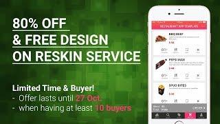 80% OFF and FREE design on our restaurant app source code & reskin service