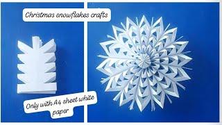 Diy3D Christmas snowflake with A4 sheet white paper #Christmas #diy #craft #artandcraft #papercraft