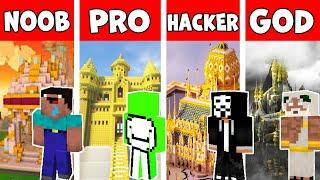 Minecraft Battle: GOLD CASTLE HOUSE BUILD CHALLENGE / NOOB vs PRO vs HACKER vs GOD / Animation