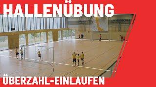 Konter & schnelles Umschalten trainieren | Überzahl-Einlaufen [Hallenfußball - Hallentraining-Übung]