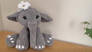 Crochet an Elephant with me/ Easy beginner friendly crochet Elephant/ Minimum sew crochet plushie