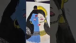 Half face Shiv Parvati drawing#part 2#shortvideo #art #Lavishka art studio