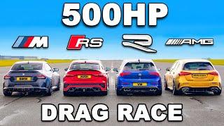 BMW M240i v AMG A45 v RS3 v Golf R: TUNED DRAG RACE