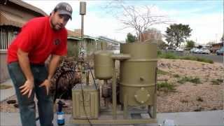 amazing homemade gasifier uses wood pellets to run generator -- renewable alternative energy video