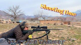 Shooting time. Checking rifle for Bukharan Markhor hunt by #saiditagnob .Шикори Бузи Пармашох