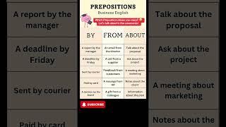 BY, FROM, ABOUT – 15 Preposition Phrases for Business English #businessenglish #springonshorts