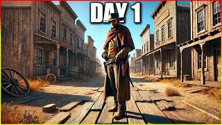 Day 1 in This NEW Wild West Craft Build Survival Game - Hauntsville Gameplay