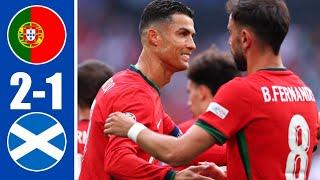 Portugal vs Scotland (2-1) highlights: Ronaldo late winner and Bruno Fernandes goal