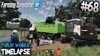Construction of the Treatment Plant  Volvo ERC145 & Mercedes Arocs Trucks  Public Works in FS22