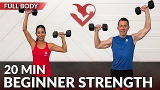 20 Min Beginner Strength Training for Women & Men at Home Full Body Dumbbell Workout Weight Over 50