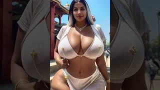 [4k] Ai Art Beauty Lookbook Indian Model- Plus Size Bikini Suit Look- Indian Temple Shoot